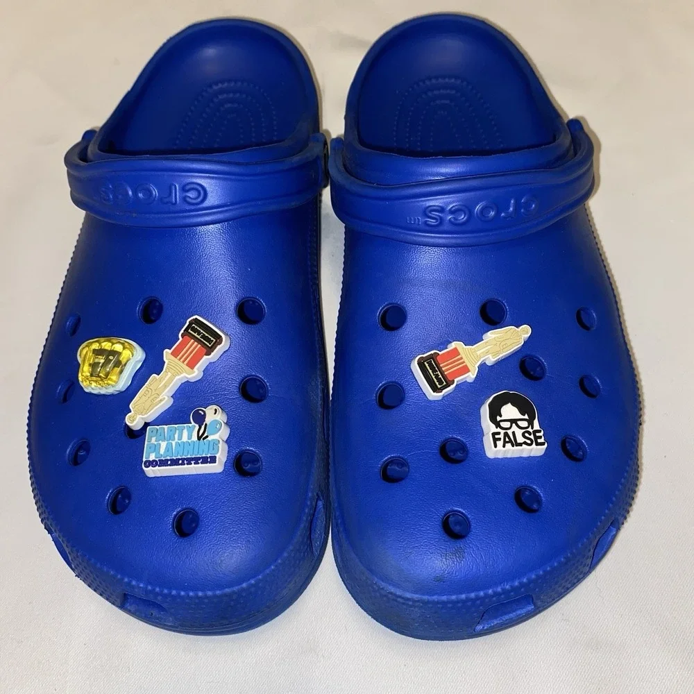 Crocs Royal Blue Men's Size 12‎ Jibbitz The Office Funny Humor